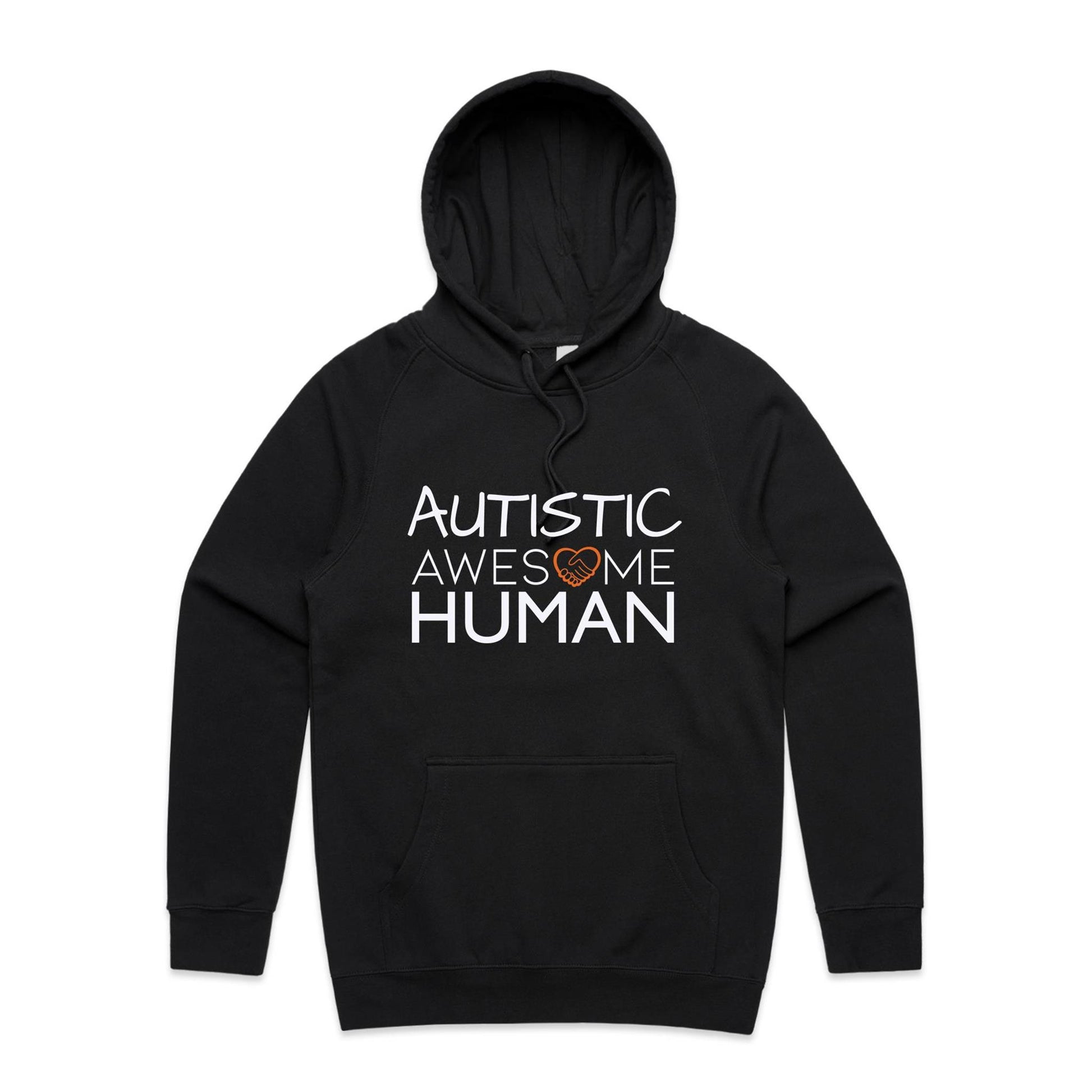 black hoodie with text: AUTISTIC Awesome Human