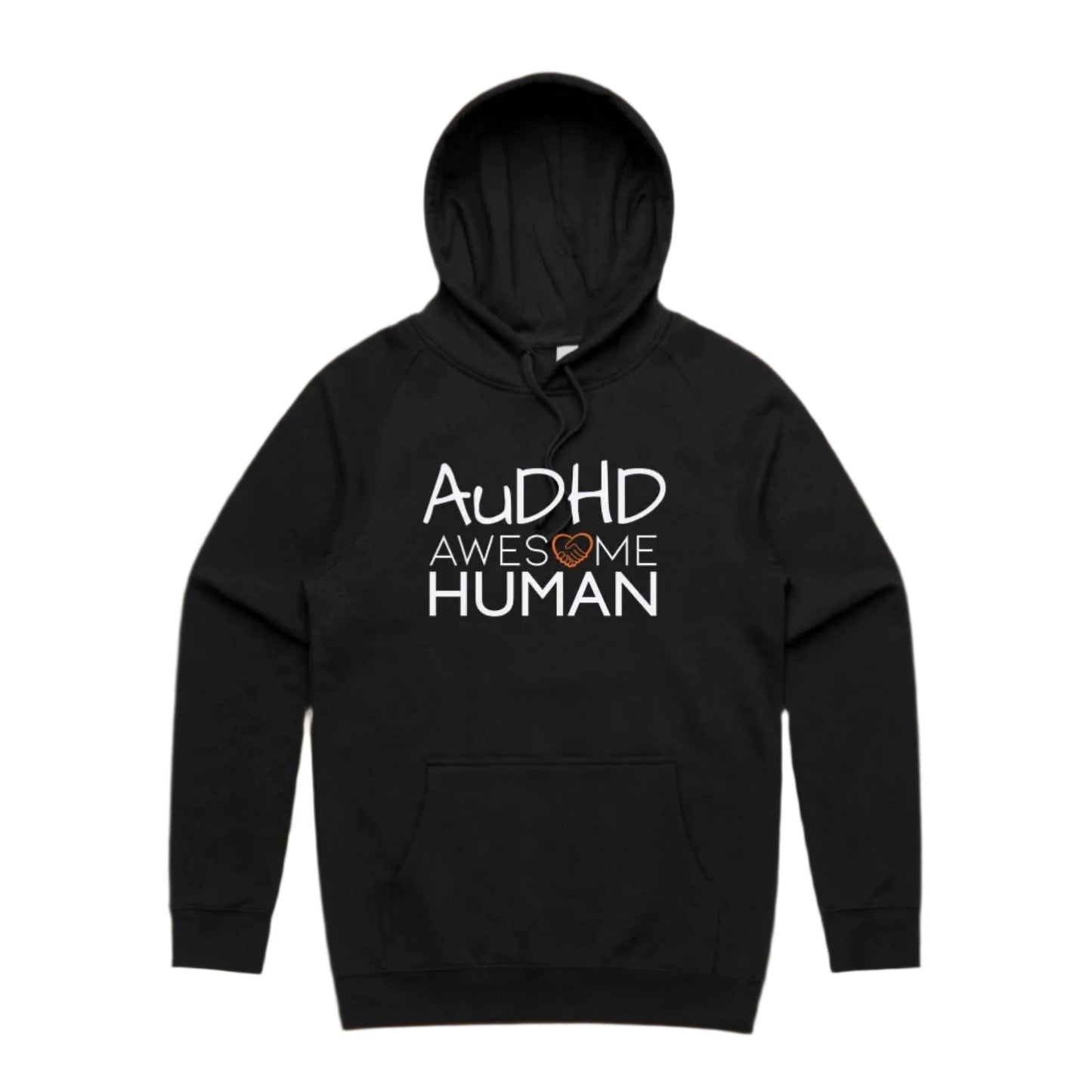 black hoodie with text: AuDHD Awesome Human