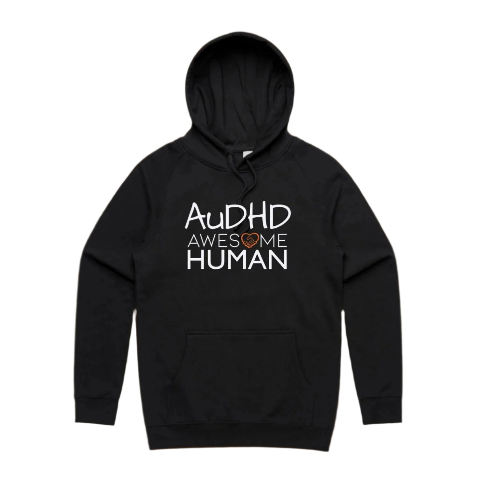 black hoodie with text: AuDHD Awesome Human