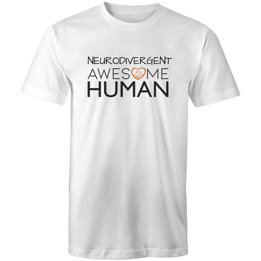 Neurodivergent Awesome Human Tshirt white