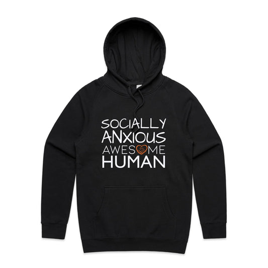 socially anxious awesome human hoodie black