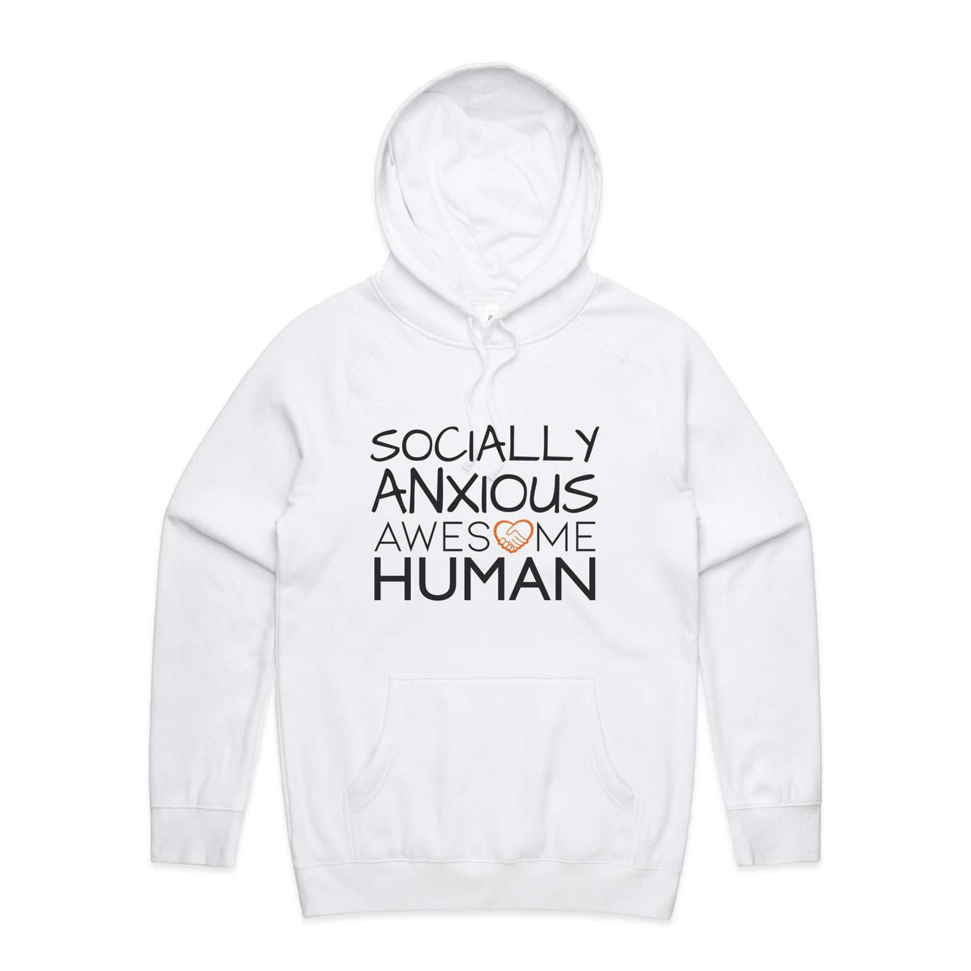 socially anxious awesome human hoodie white