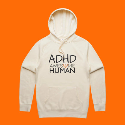 ADHD Awesome Human Hoodie ecru