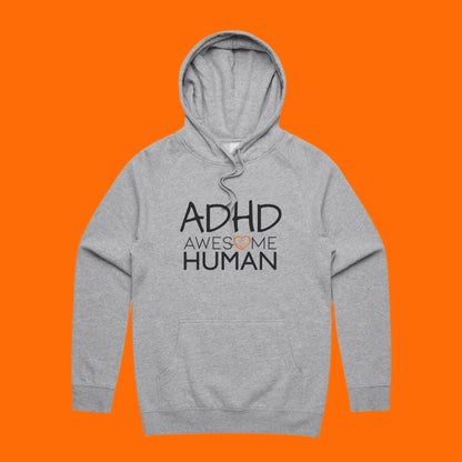 ADHD Awesome Human Hoodie grey marle