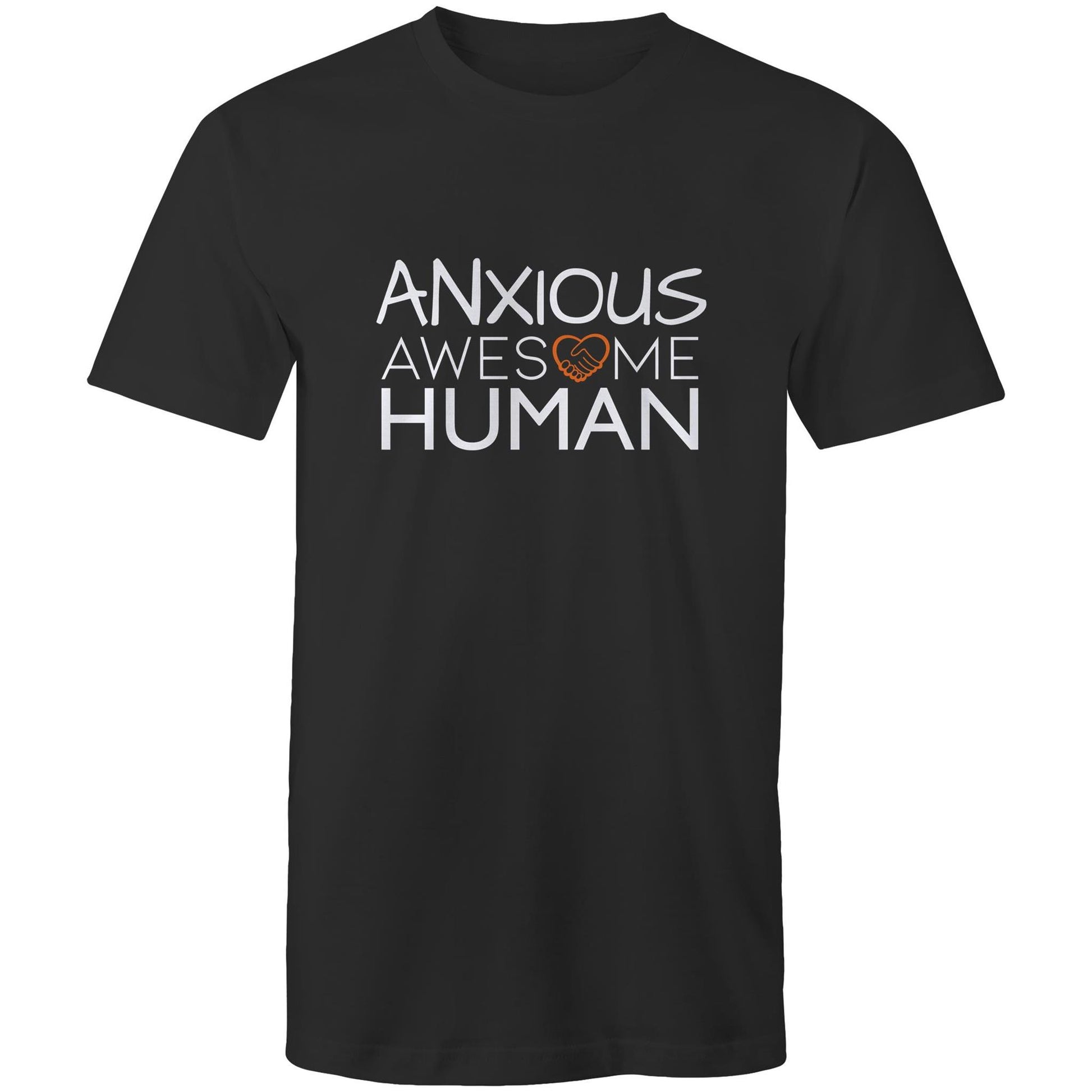 black tshirt with text: ANXIOUS Awesome Human