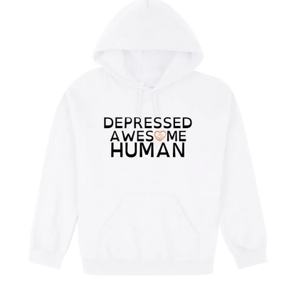 Depressed Awesome Human Hoodie white