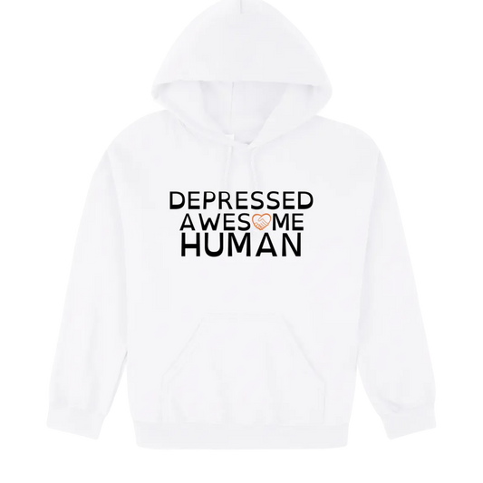Depressed Awesome Human Hoodie white