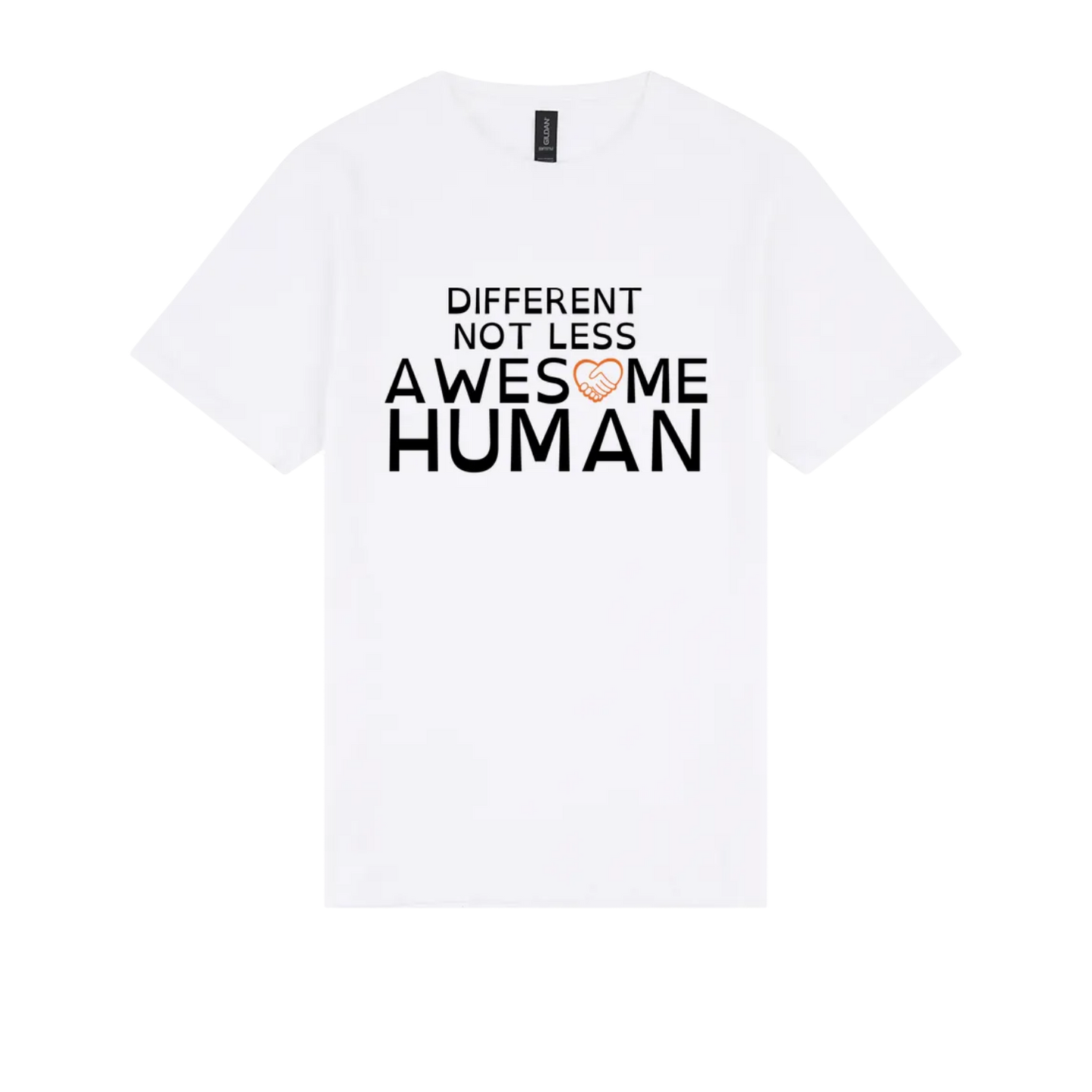 Different Not Less Awesome Human Tshirt white