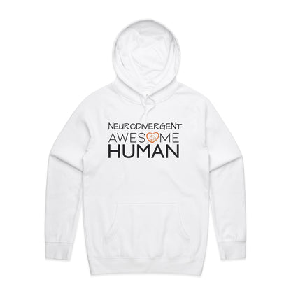 Neurodivergent Awesome Human Hoodie white