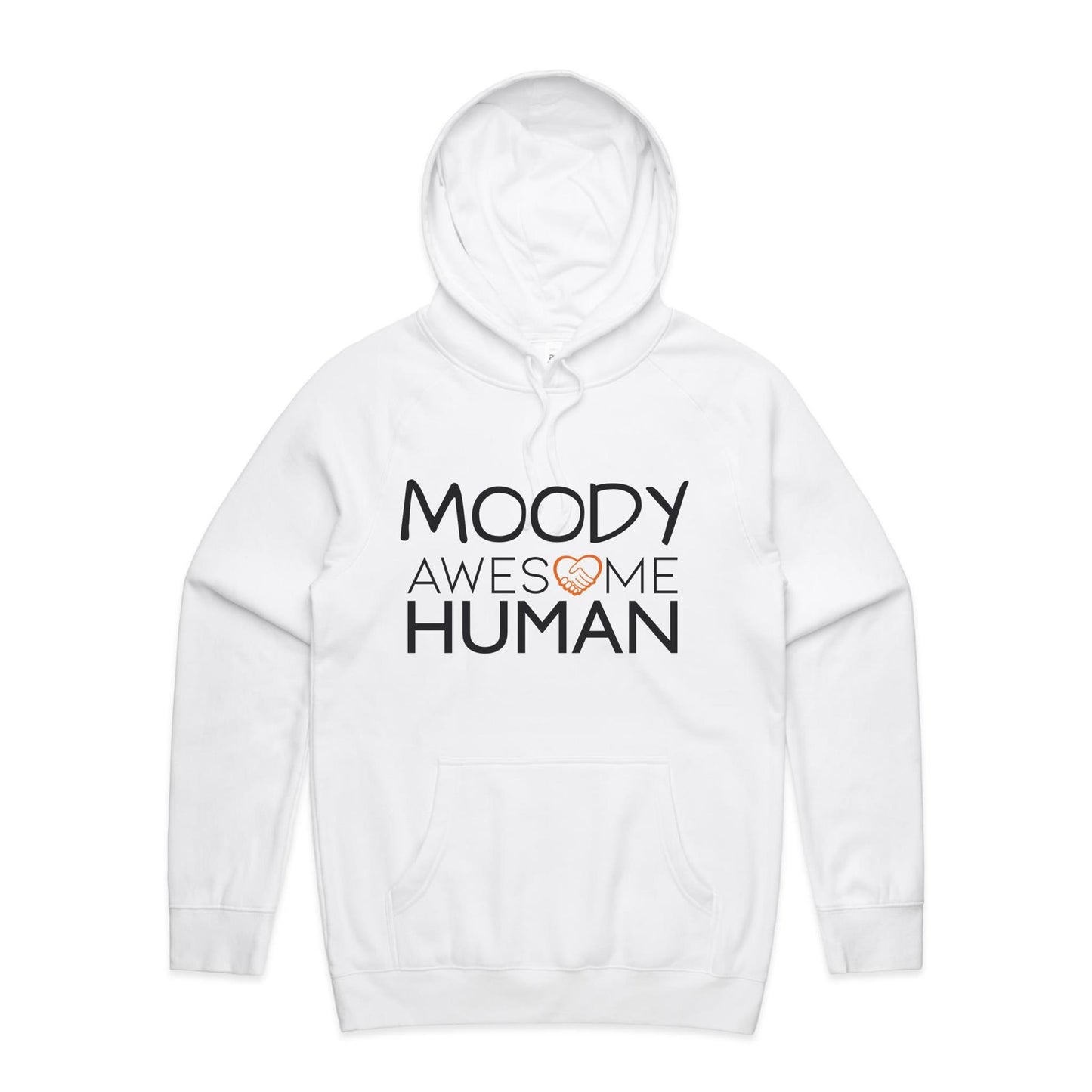 moody awesome human hoodie white