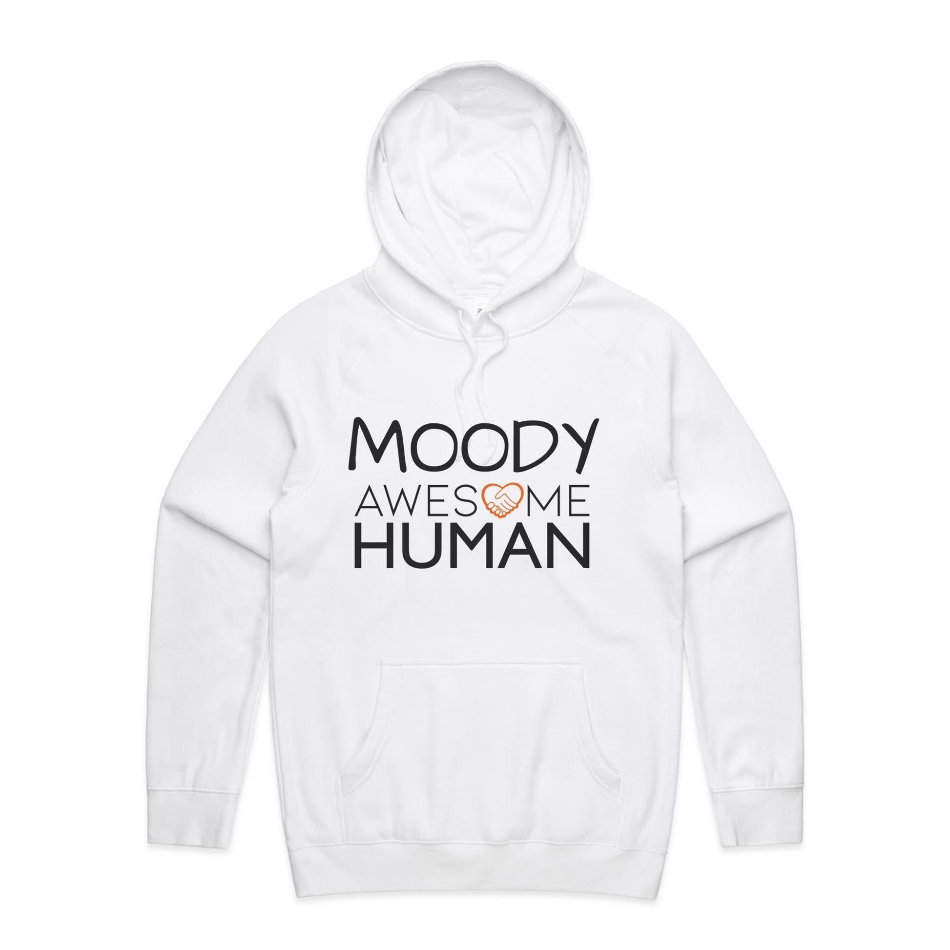 moody awesome human hoodie white