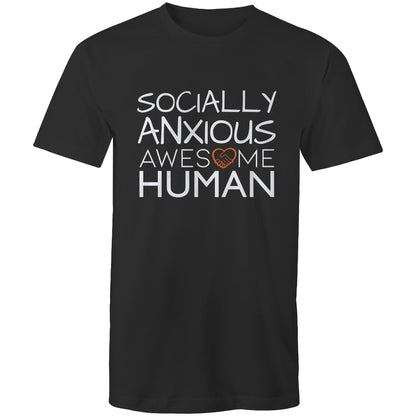 socially anxious awesome human tshirt black